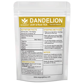 WOGORGT dandelion leaves and root blend close-up for daily wellness.