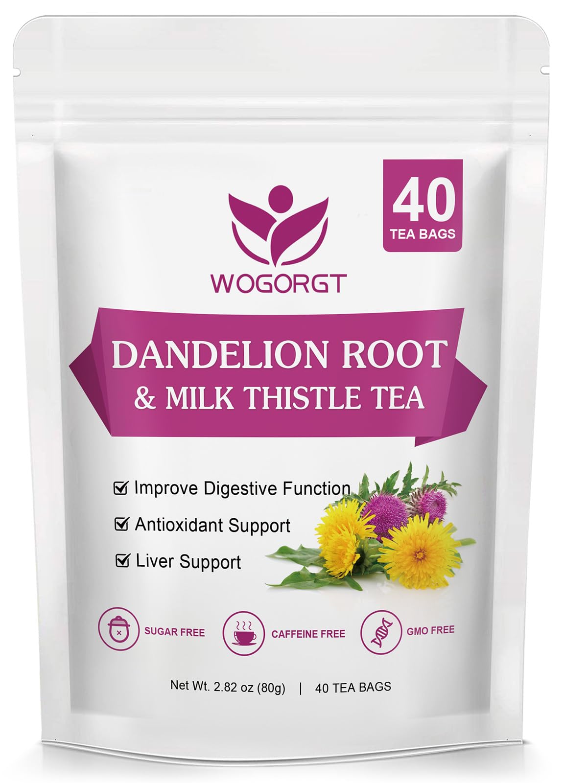 WOGORGT dandelion milk thistle tea bags for antioxidant support and hydration