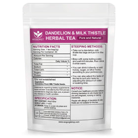 WOGORGT tea cup with dandelion and milk thistle tea brewing, caffeine free