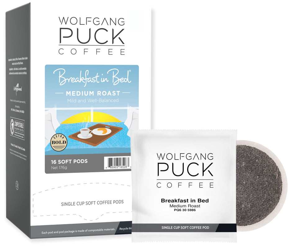 Wolfgang Puck Breakfast in Bed soft pods in box for a convenient morning ritual