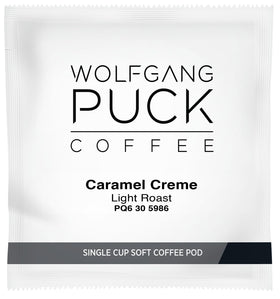 Compostable Wolfgang Puck pod ready for eco-friendly disposal