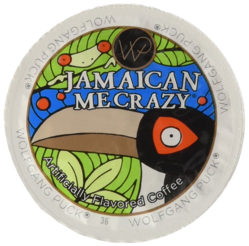 Wolfgang Puck Jamaica Me Crazy coffee cup steaming for an energized morning