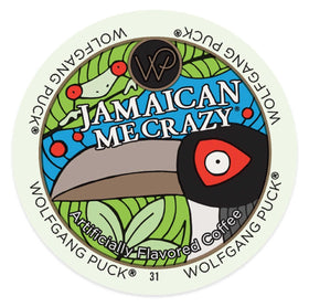 Wolfgang Puck Jamaican Me Crazy packaging shows four boxes for easy at home caffeine routine.