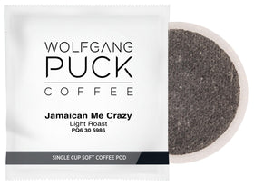 Wolfgang Puck Jamaican Me Crazy soft pods, quick, easy coffee for busy mornings.