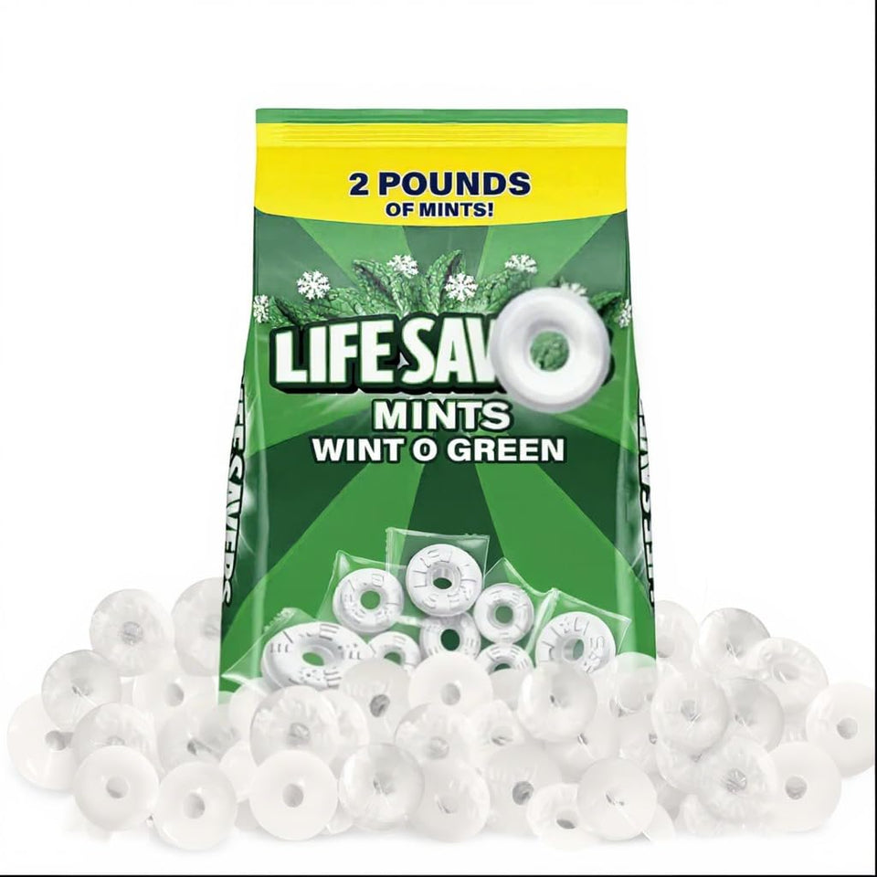 Wolgo Wint-O-Green hard candy, individually wrapped, ideal for sharing at parties and weddings.