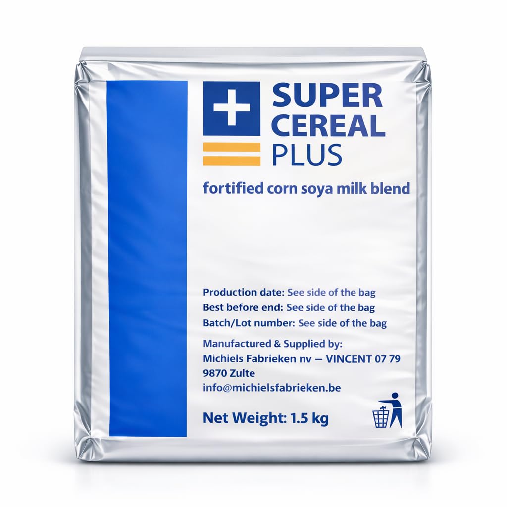 Packaging of Won Promotions Super Cereal Plus shows a moisture-sealed bag preserving freshness and nutrition.