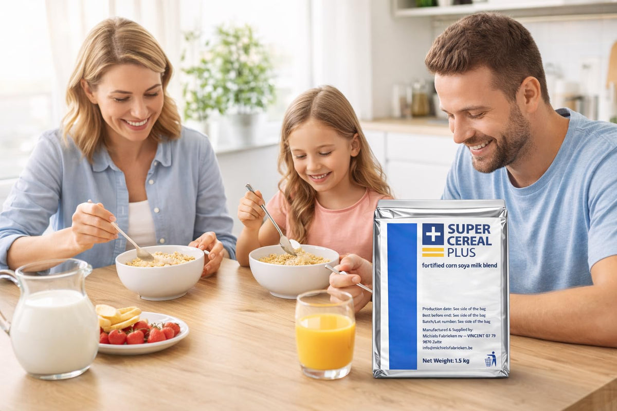 Serving scene of Won Promotions Super Cereal Plus yields a quick porridge-like meal.