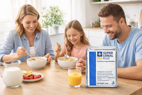 Serving scene of Won Promotions Super Cereal Plus yields a quick porridge-like meal.