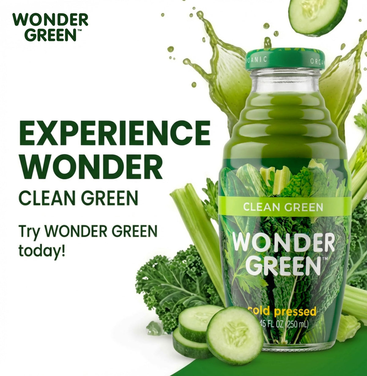 Wonder Green bottle served chilled ready for post-workout refreshment.