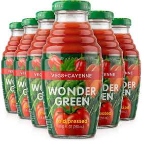 Wonder Green Veg8 + Cayenne bottle front for on-the-go greens