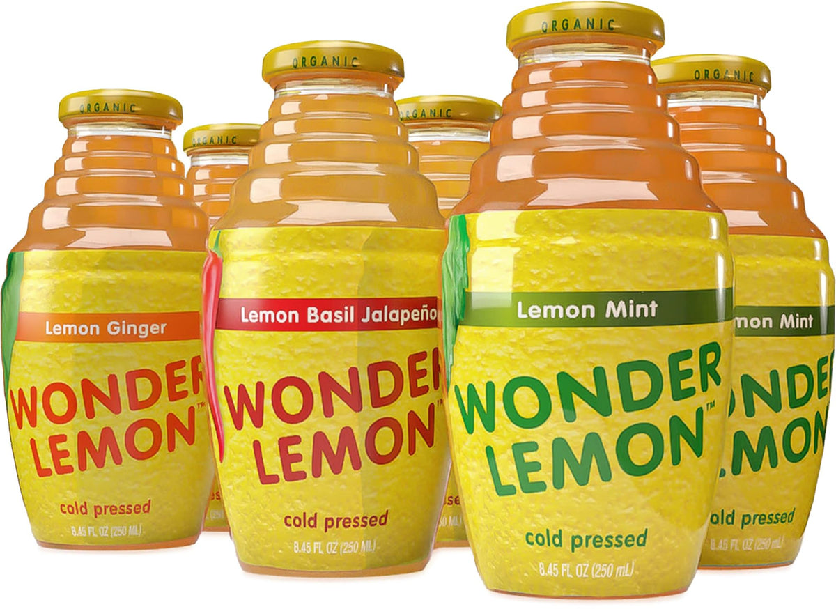 Wonder Lemon Lemon Mint bottle front for refreshing hydration on a busy day.