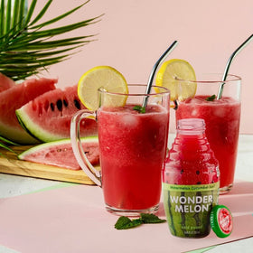 Pouring Wonder Melon juice for a crisp, flavorful sip.