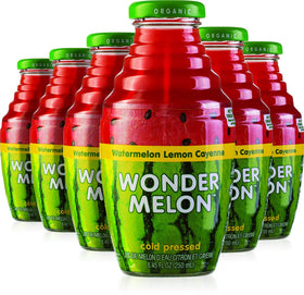 Wonder Melon Watermelon Lemon Cayenne bottle—refreshing 100% juice with no rinds.