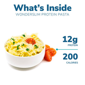 WonderSlim Creamy Fettuccini Alfredo in a bowl, highlighting creamy texture.