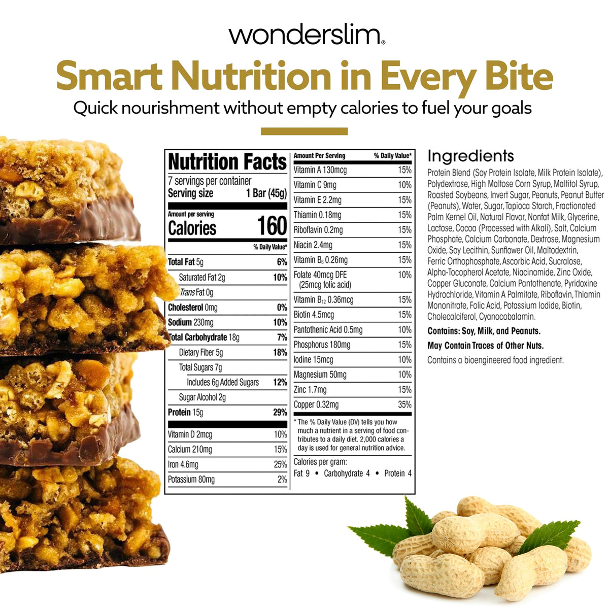 WonderSlim 15g protein bar spotlighting high-protein support for fullness.