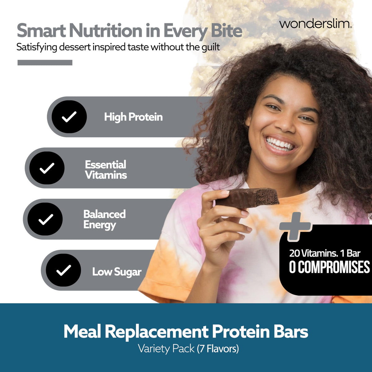 WonderSlim variety-pack bars show multiple flavors for versatile snacking.