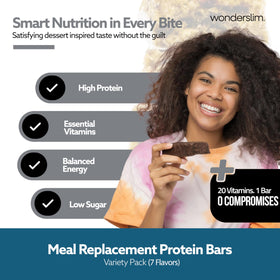 WonderSlim variety-pack bars show multiple flavors for versatile snacking.