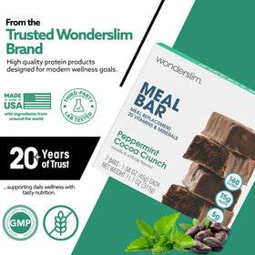 WonderSlim Peppermint Cocoa Crunch foil packaging ready for travel