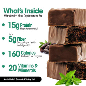 WonderSlim Peppermint Cocoa Crunch front view highlights flavor and protein content