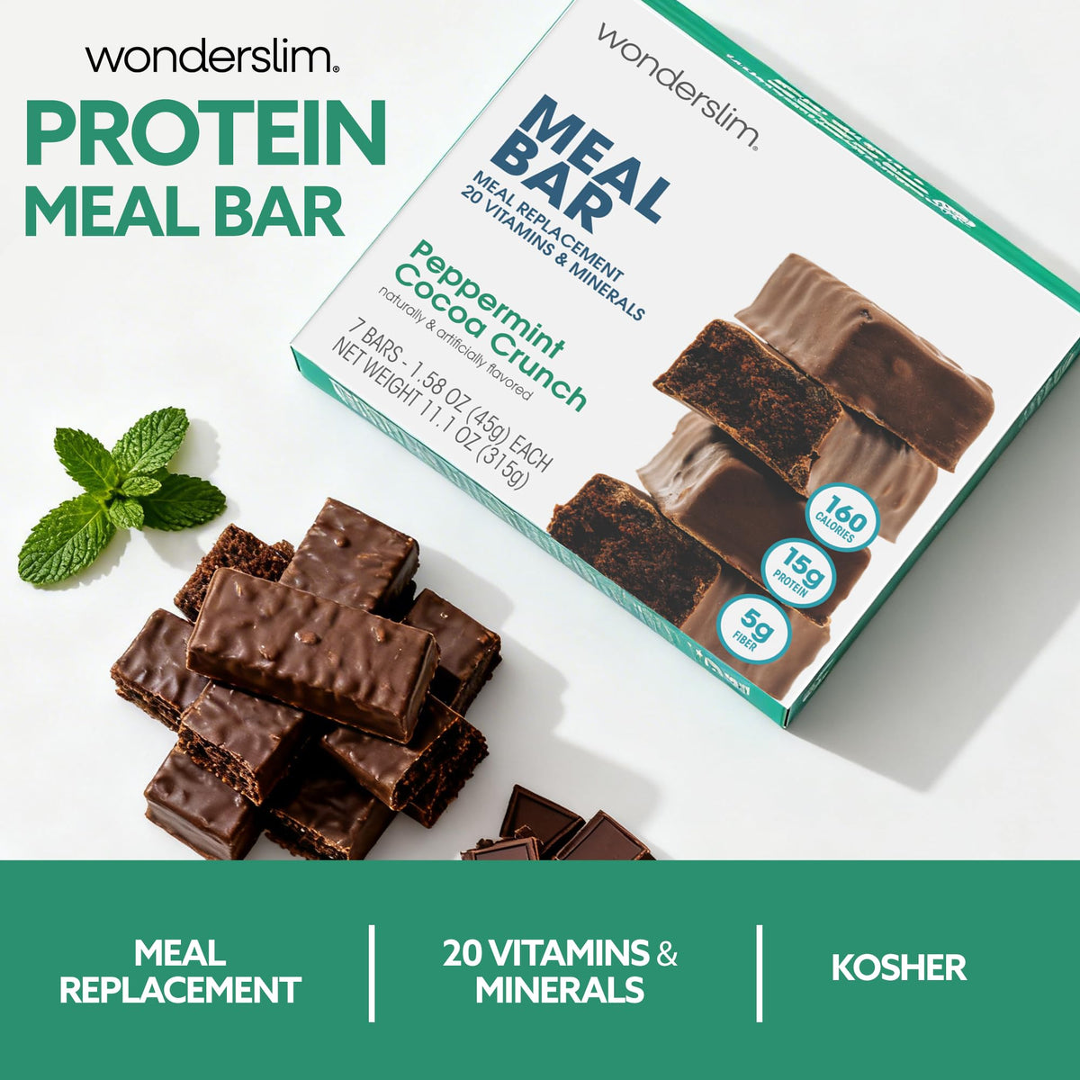 WonderSlim Peppermint Cocoa Crunch ingredients list confirms gluten-free recipe