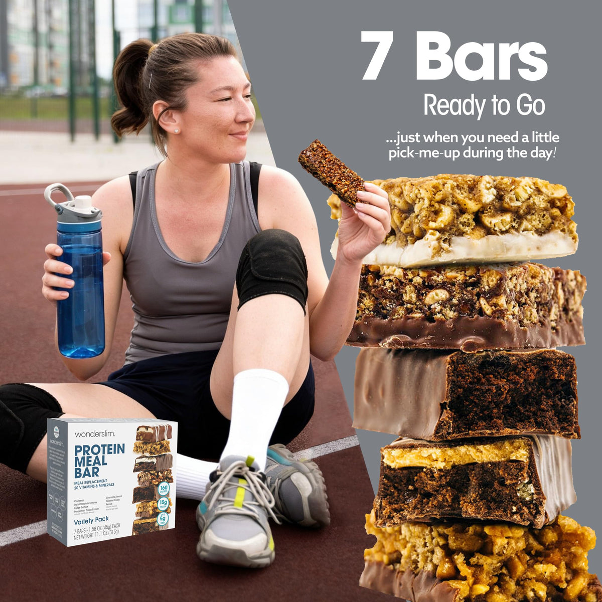 WonderSlim bars on-the-go packaged snack ideal for busy days.