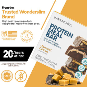 WonderSlim caramel cocoa bar shelf display highlights gluten free option