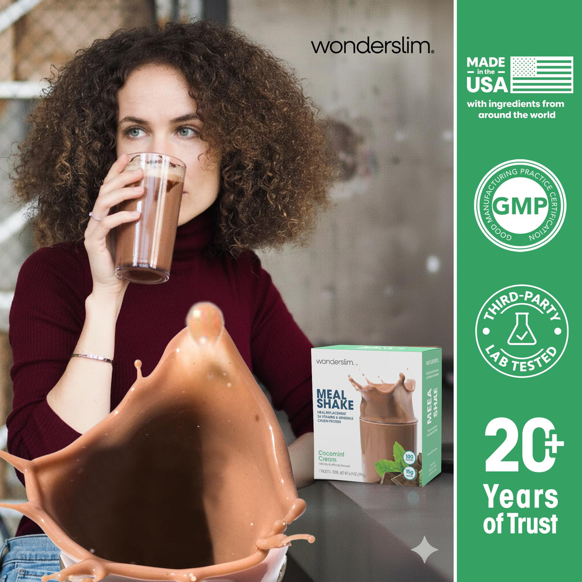 WonderSlim CocoMint Cream gluten-free badge signals allergen-friendly option