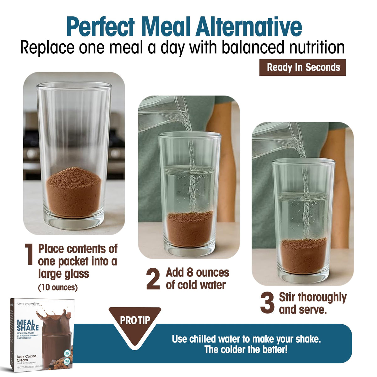 Single-serving WonderSlim packet ready for on-the-go meals.