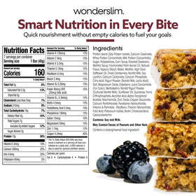 WonderSlim Double Berry Bar bite shot suggests satisfying protein-rich snack between meals