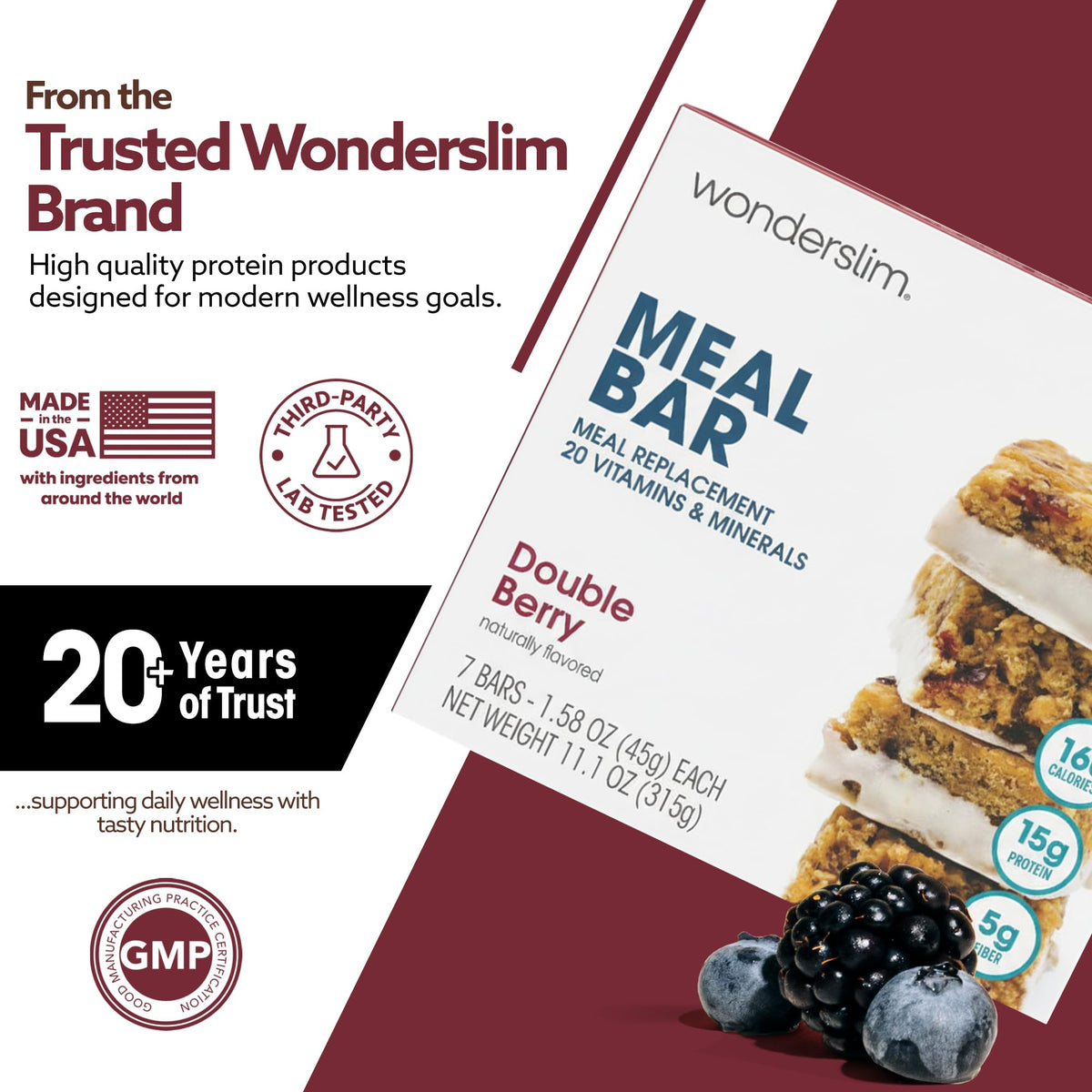 WonderSlim Double Berry Bar gluten-free option for gluten-free lifestyle seekers