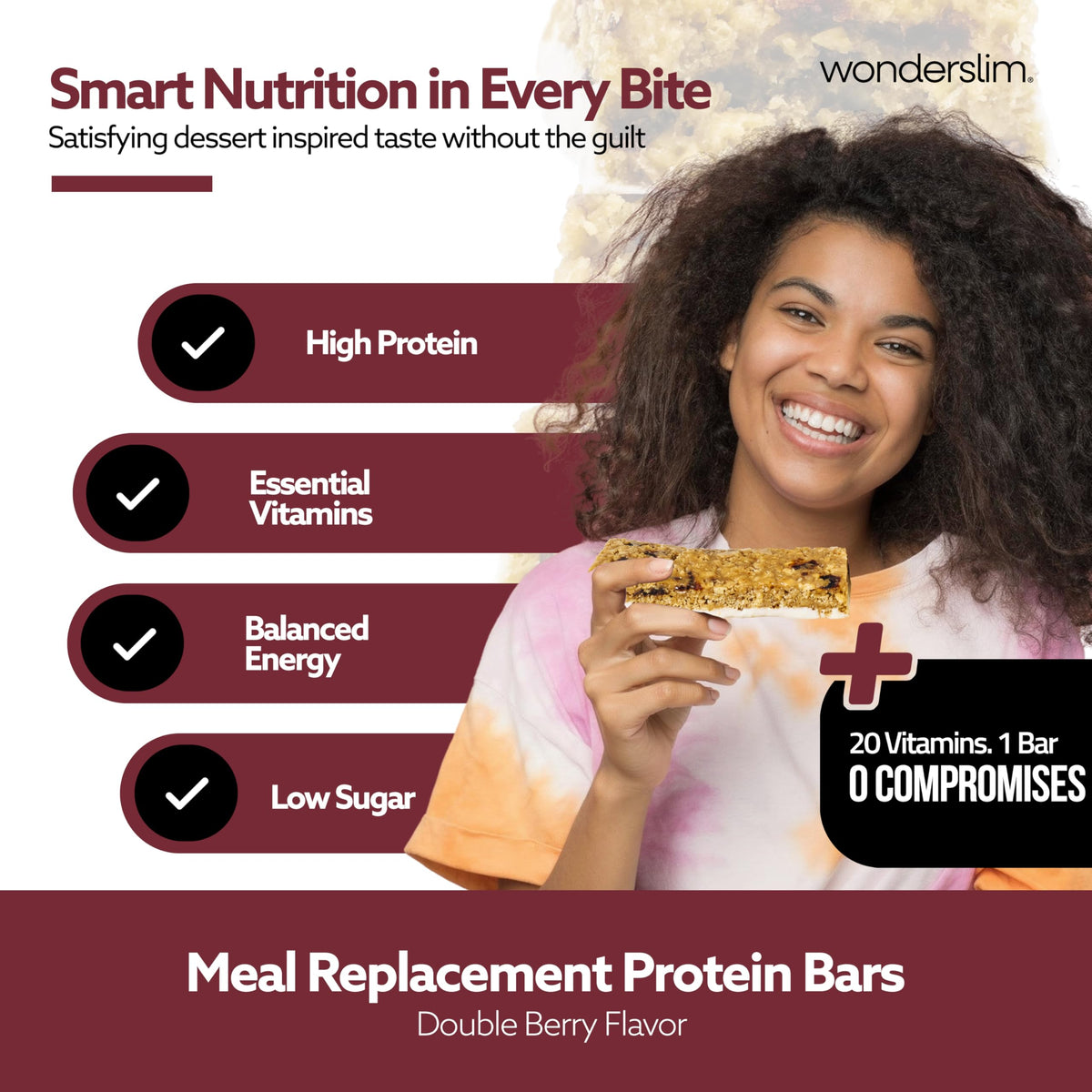 WonderSlim Double Berry Bar ingredients reveal quality components for balanced meals