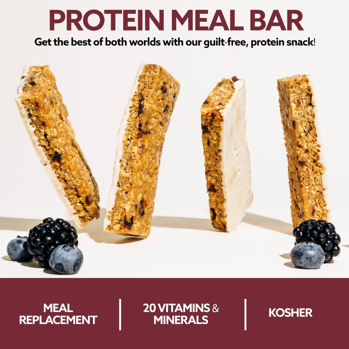 WonderSlim Double Berry Bar nutrition facts show 15g protein and 20 vitamins per bar