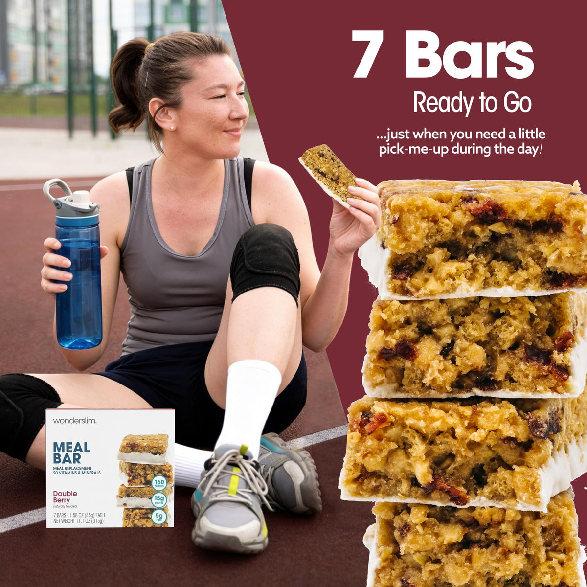 WonderSlim Double Berry Bar on-the-go scene for quick, portable fueling