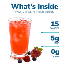 Compact WonderSlim Fiber Drink Very Berry packet for on-the-go fiber boost.