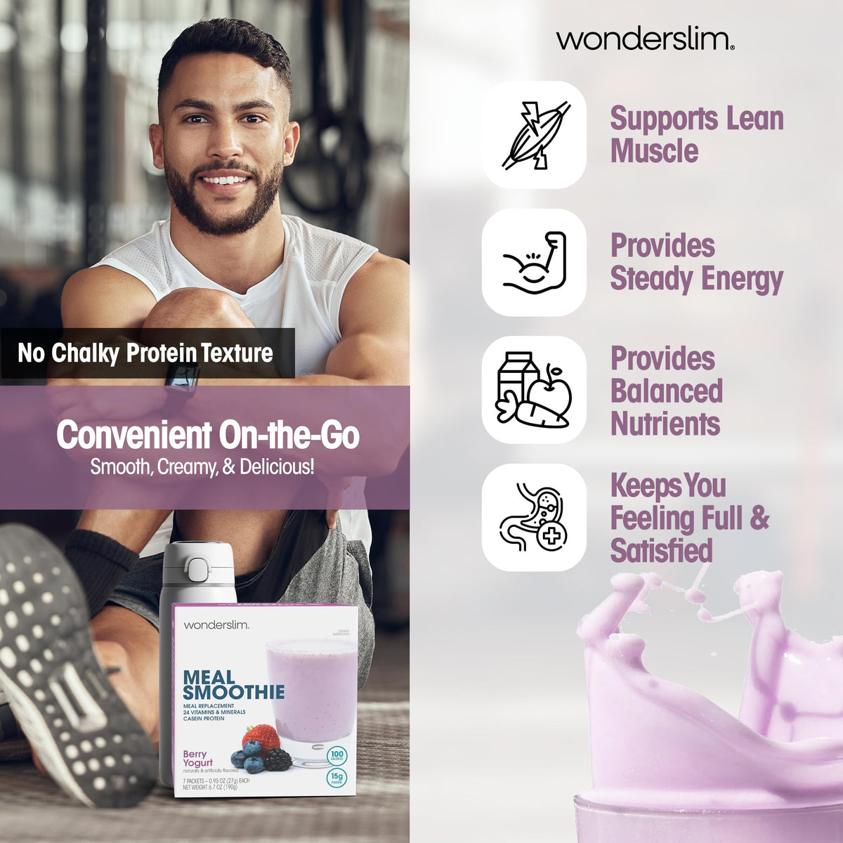 WonderSlim Gluten-Free Label on packaging communicates gluten-free meal option.