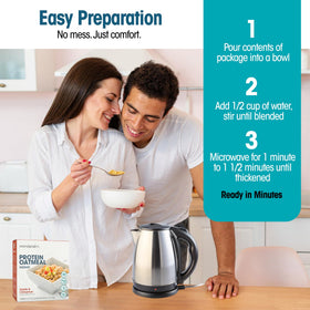 WonderSlim Instant Protein Oatmeal Apple Cinnamon microwave-ready for quick mornings.