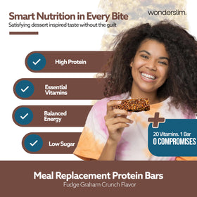 Cross-section of WonderSlim fudge graham bar showing texture and protein boost