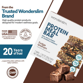 Seven-pack WonderSlim fudge graham bar packaging for daily use