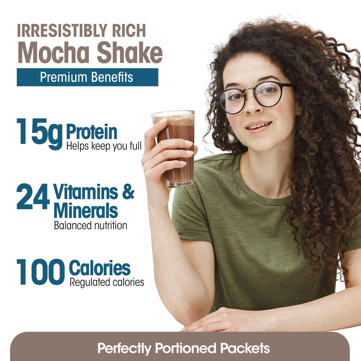 WonderSlim Mocha Cream glass shows a convenient on-the-go protein option