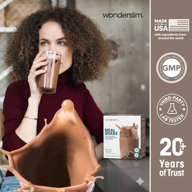 WonderSlim on-the-go lifestyle image emphasizes busy schedules and simple nutrition