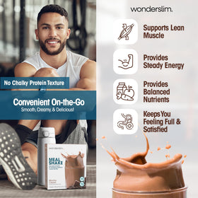 WonderSlim Mocha Cream scoop highlights easy mixing with 15g protein per serving