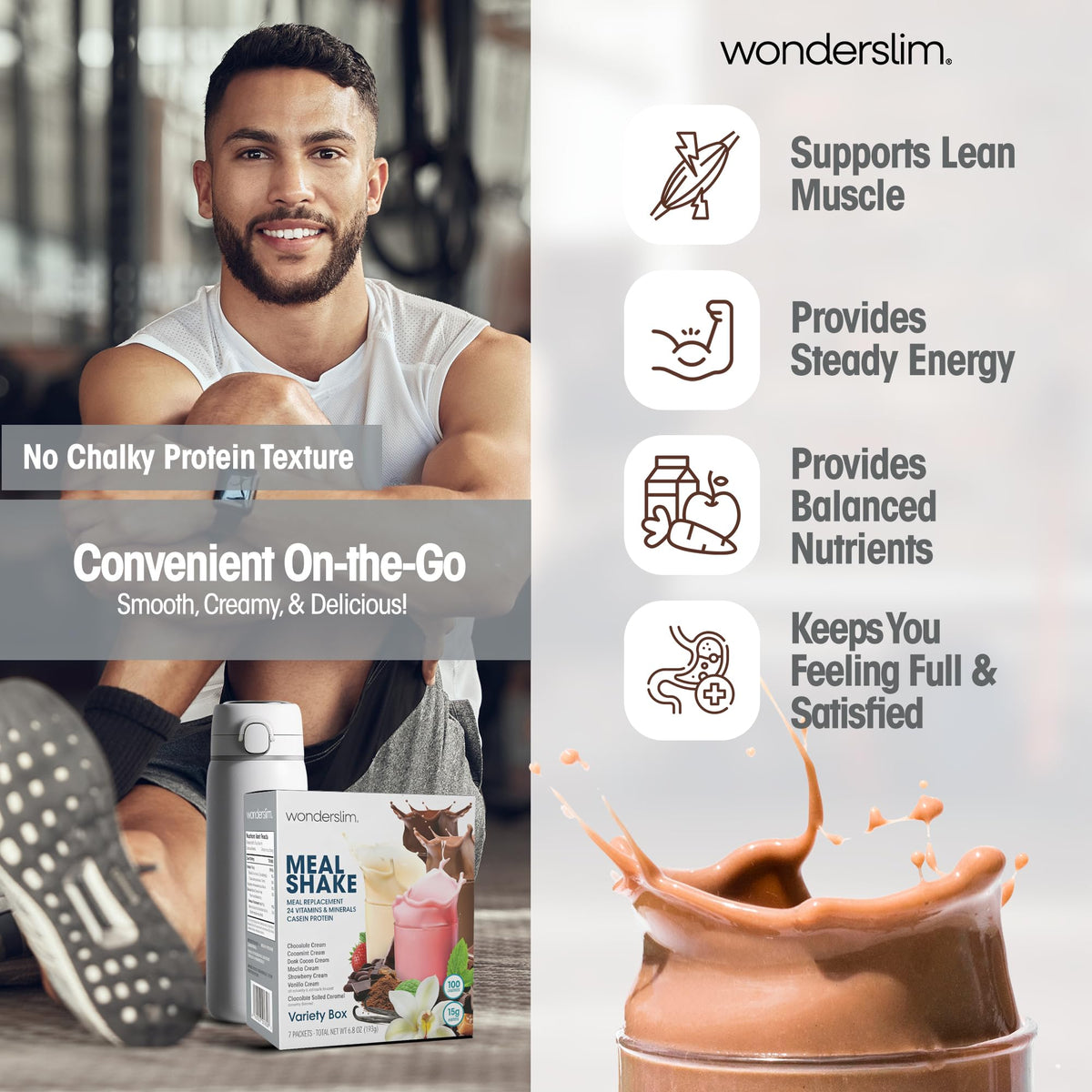 WonderSlim nutrition facts card highlights 15 g protein and 24 vitamins