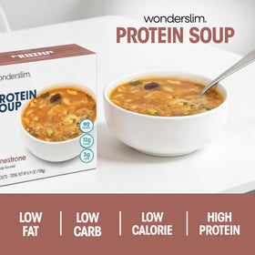 WonderSlim minestrone soup bowl: comforting, savory flavor in minutes.