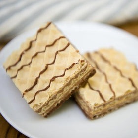 Close-up of WonderSlim Mocha Protein Wafer Bar showing texture detail.