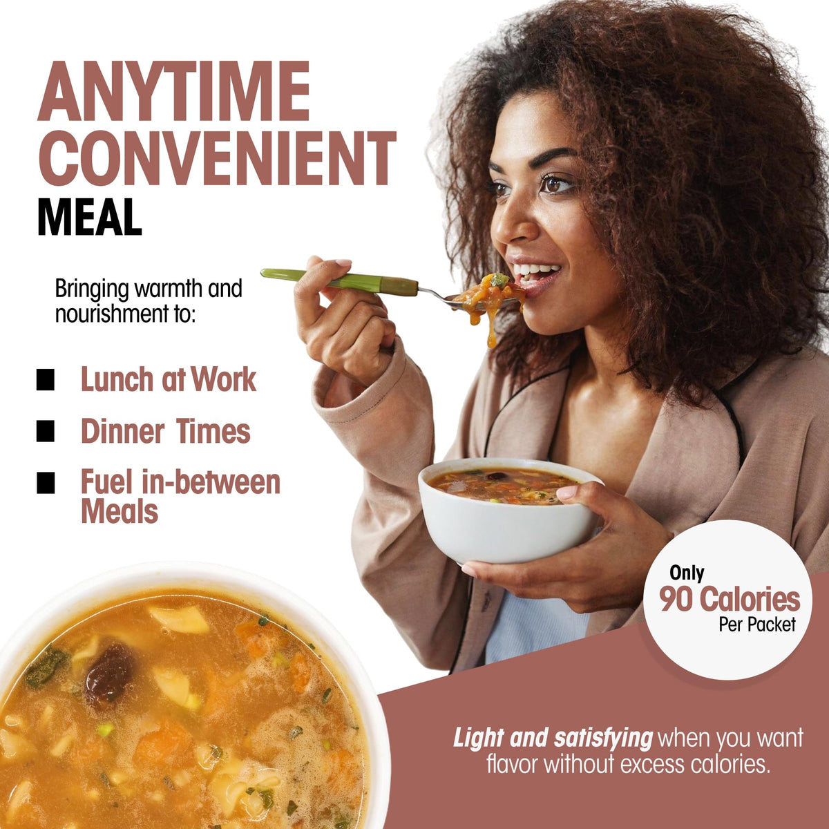 WonderSlim on-the-go soup box: seven convenient packets for travel.