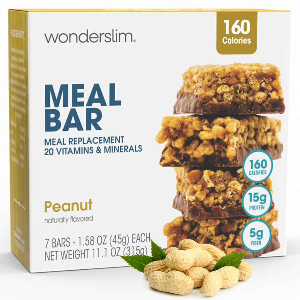 WonderSlim peanut bar pack for a convenient meal replacement on busy days.