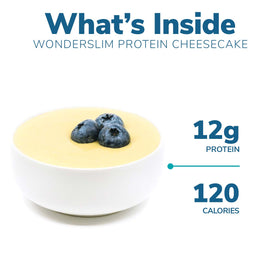 Close-up showing creamy cheesecake texture in WonderSlim Protein Cake.