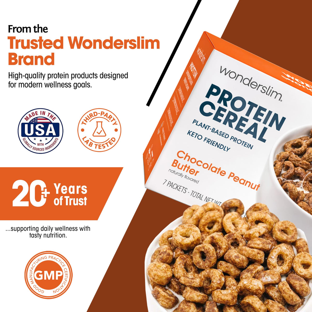 WonderSlim Protein Cereal keto-friendly badge suggesting low-carb option