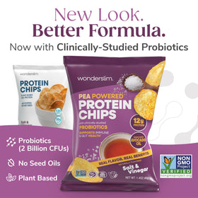 WonderSlim protein chips probiotics salt & vinegar front view