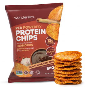 WonderSlim Protein Chips BBQ pack with savory crunch for on-the-go snacking
